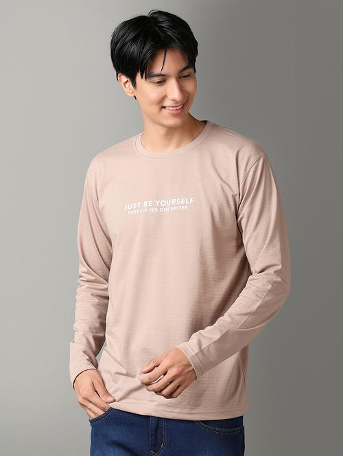 khaki cotton front print tshirt - 21292283 - Very Small Image - 1