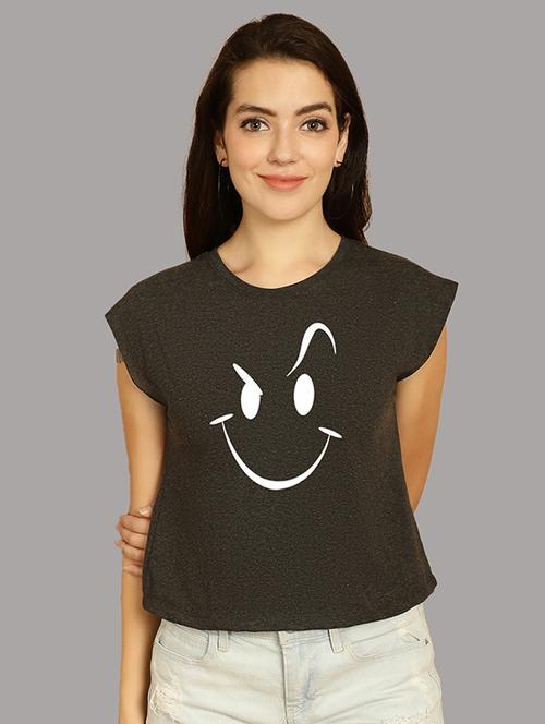 women printed round neck crop top - 21292507 - Very Small Image - 1