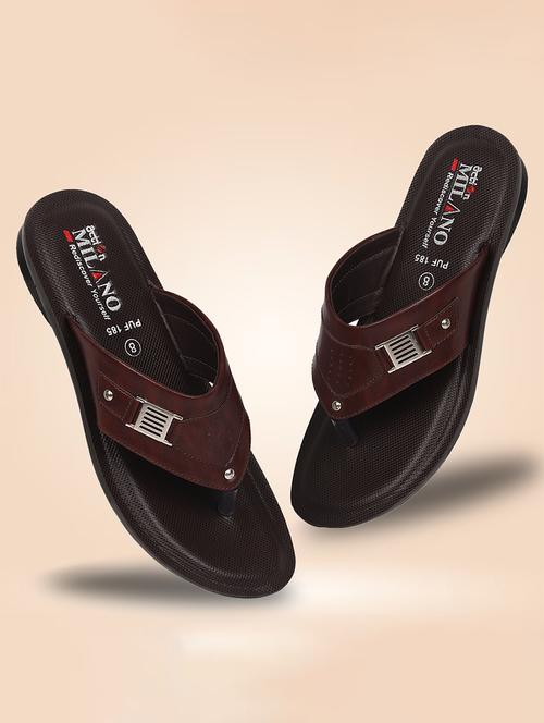 men brown slip on slipper - 21295134 - Very Small Image - 1
