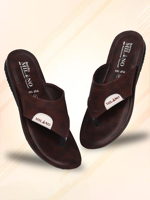 men brown slip on slipper - 21295136 - Very Small Image - 1