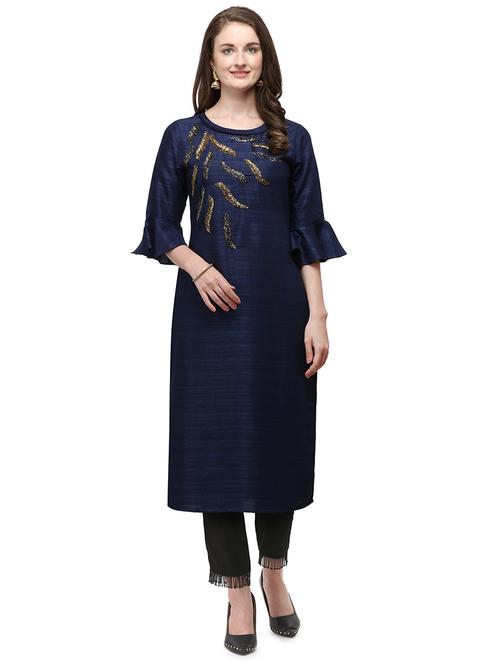 navy blue kurta & pant set - 21295650 - Very Small Image - 1