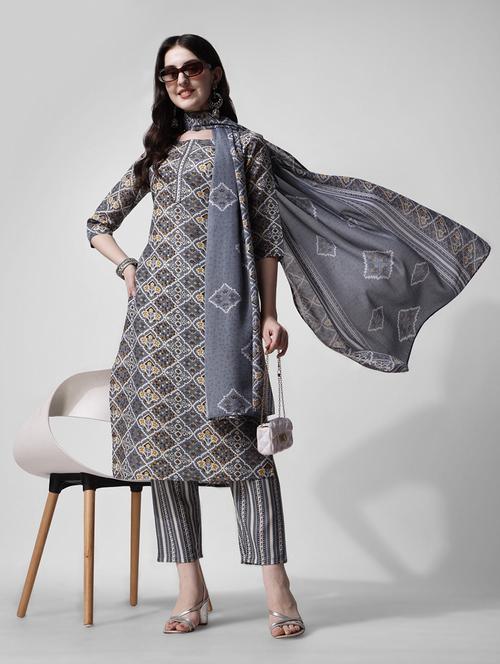 grey printed suit set - 21295876 - Very Small Image - 1