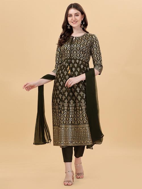 green self design suit set - 21295933 - Very Small Image - 1