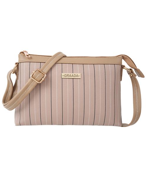 beige leatherette (pu) sling bag - 21296654 - Very Small Image - 1