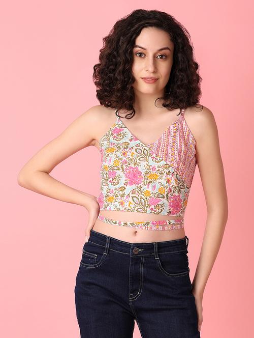 women multi coloured cotton crop top - 21296837 - Very Small Image - 1