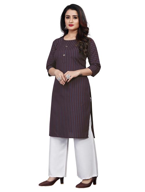 burgundy viscose straight kurta - 21297485 - Very Small Image - 1
