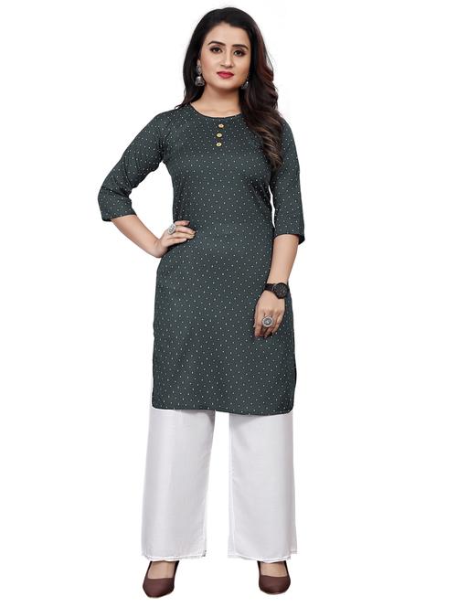 dark grey viscose straight kurta - 21297495 - Very Small Image - 1