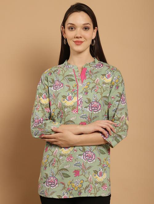 green cotton regular top - 21297500 - Very Small Image - 1