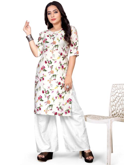 white viscose straight kurta - 21297809 - Very Small Image - 1