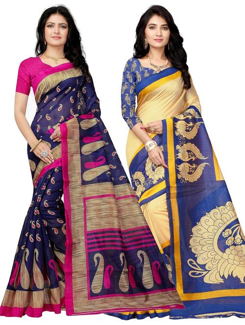 pack of 2 printed saree with blouse - 21298016 - Very Small Image - 1
