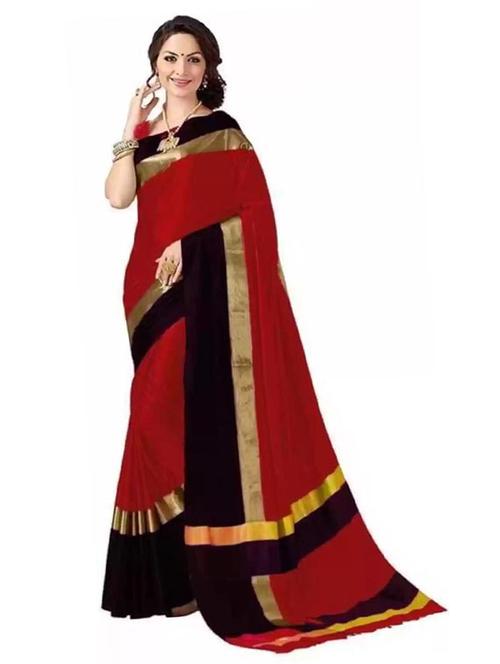 red handloom saree - 21298046 - Very Small Image - 1