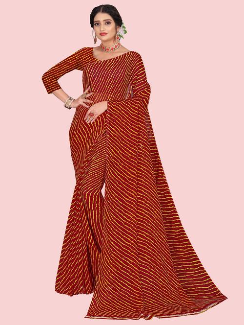 maroon stripes saree with blouse - 21298217 - Very Small Image - 1