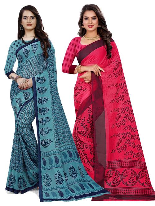 pack of 2 multi colored combo saree - 21298224 - Very Small Image - 1