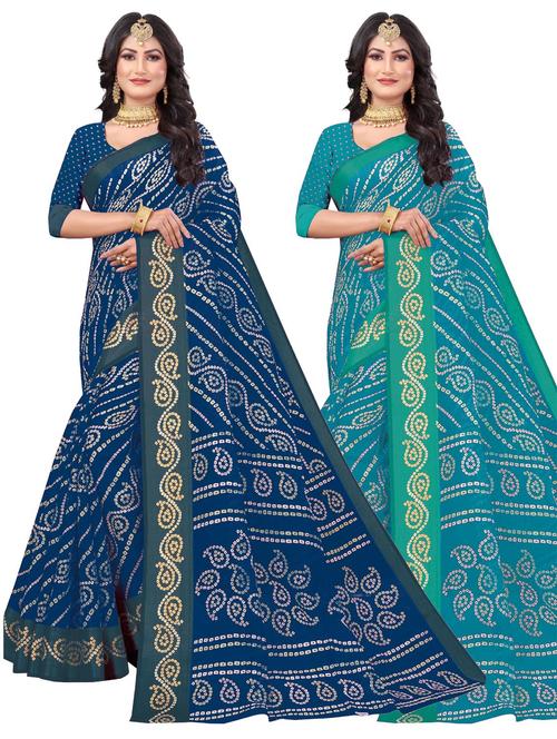 women pack of 2 printed sarees with blouse - 21298282 - Very Small Image - 1