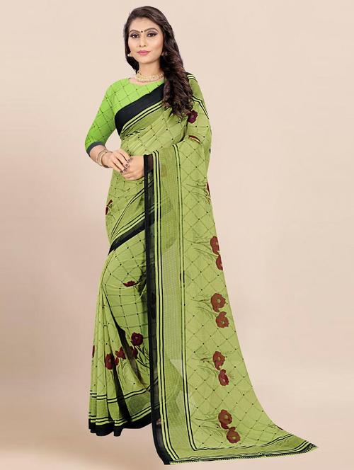 women floral printed saree with blouse - 21298433 - Very Small Image - 1