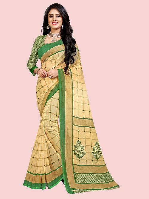 green georgette plain saree - 21298563 - Very Small Image - 1