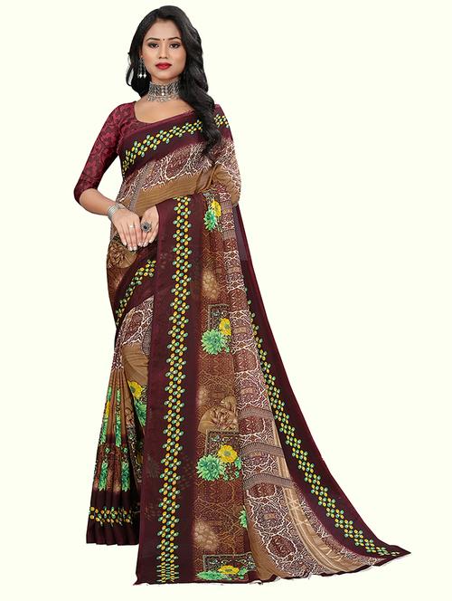 women printed saree with blouse - 21298607 - Very Small Image - 1
