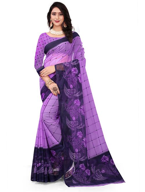 purple georgette printed saree with blouse - 21298667 - Very Small Image - 1