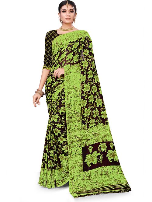 multi colored georgette printed saree with blouse - 21298829 - Very Small Image - 1