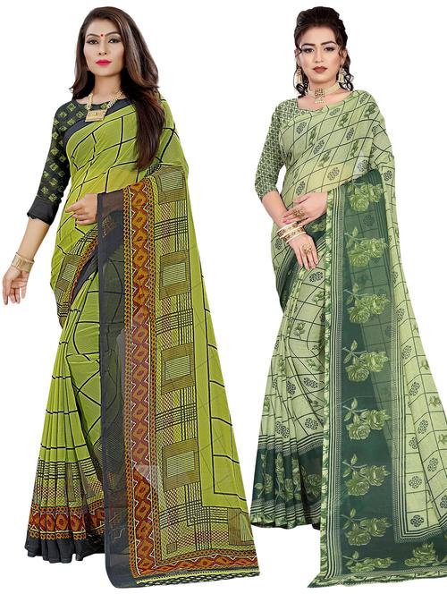 women combos pack of printed saree - 21299011 - Very Small Image - 1