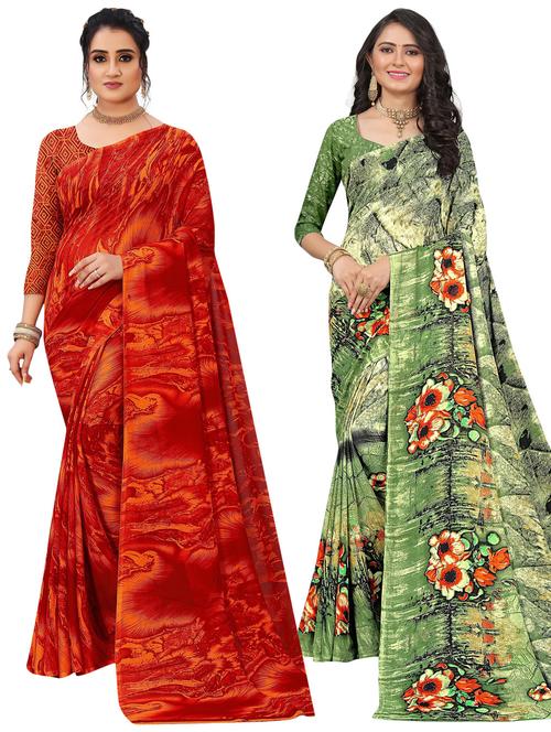 pack of 2 printed saree - 21299017 - Very Small Image - 1