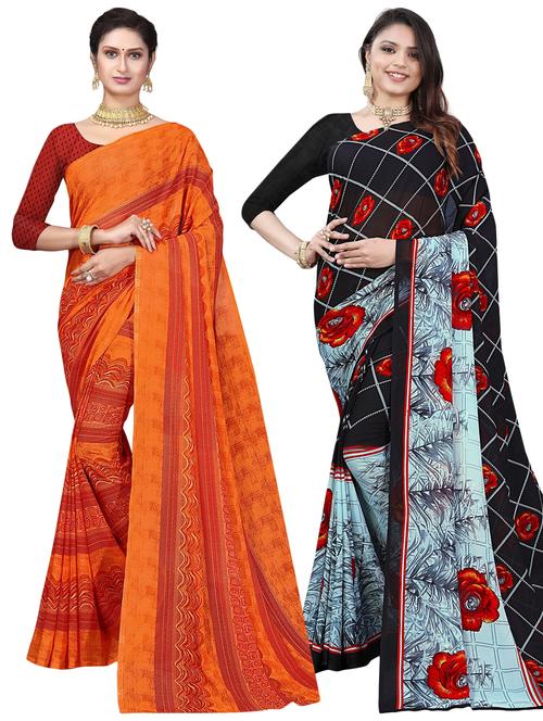 pack of 2 multi colored combo saree - 21299134 - Very Small Image - 1