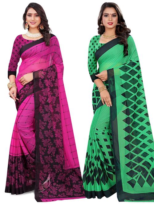 pack of 2 multi colored combo saree - 21299140 - Very Small Image - 1