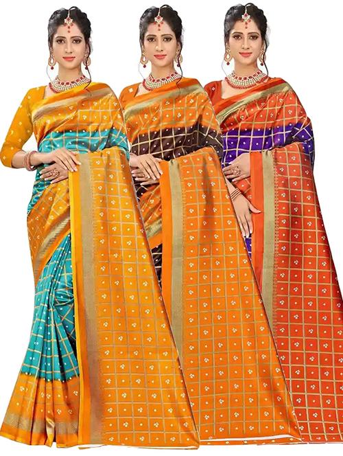 women combos pack of printed saree with blouse - 21299152 - Very Small Image - 1