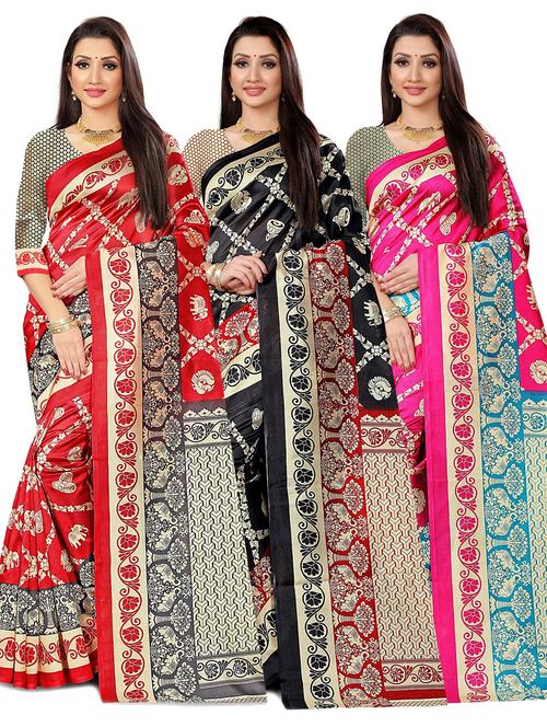pack of 2 multi colored combo saree with blouse - 21299181 - Very Small Image - 1