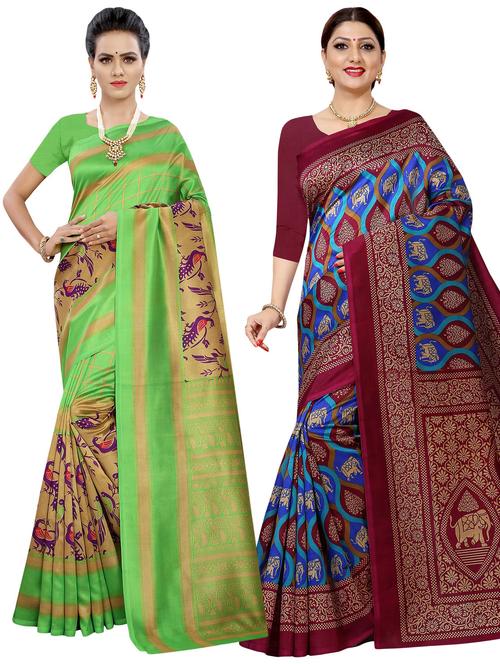 women combos pack of printed saree - 21299186 - Very Small Image - 1