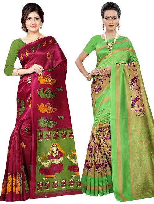 pack of 2 multi colored combo saree - 21299191 - Very Small Image - 1