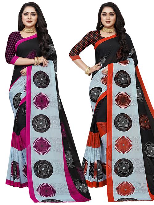 women combos pack of printed saree with blouse - 21299344 - Very Small Image - 1
