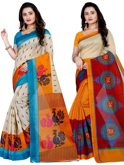 pack of 2 printed saree - 21299434 - Very Small Image - 1