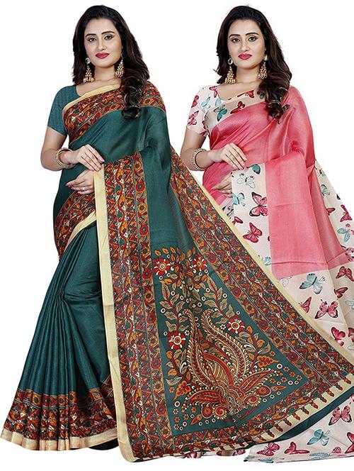 women pack of 2 printed sarees - 21299525 - Very Small Image - 1