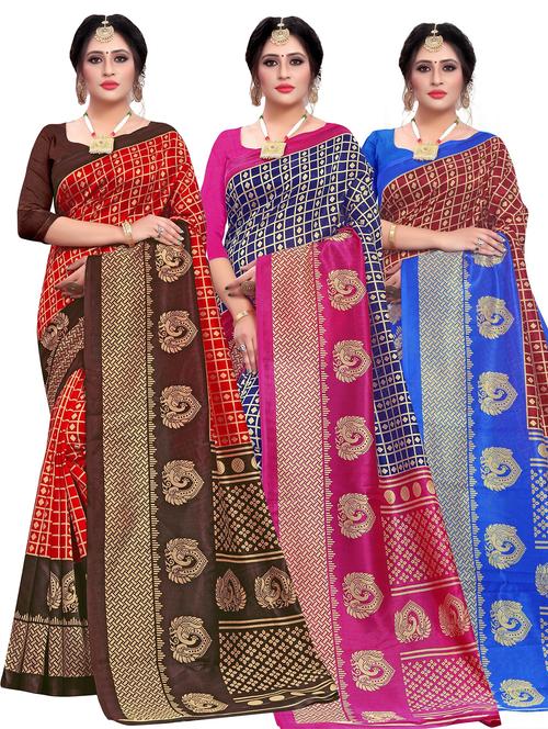 women pack of 3 printed sarees - 21299533 - Very Small Image - 1