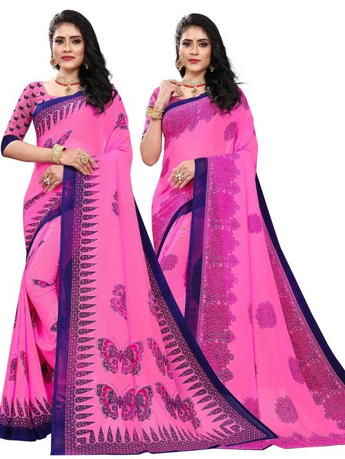 pack of 2 printed combo saree - 21299605 - Very Small Image - 1
