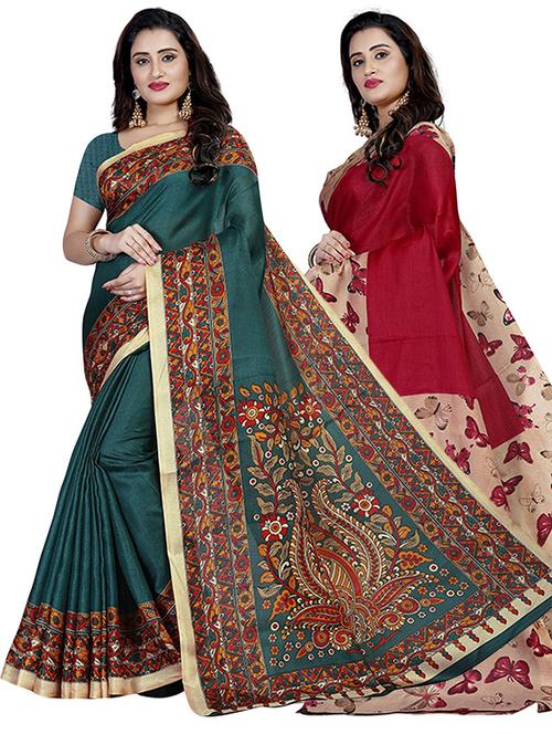 pack of 2 multi colored combo saree - 21299616 - Very Small Image - 1