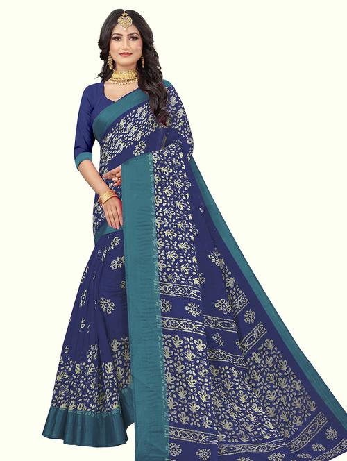 blue cotton bandhani saree - 21299634 - Very Small Image - 1