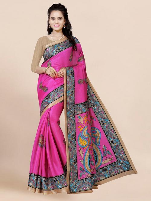 pink silk printed saree - 21299703 - Very Small Image - 1