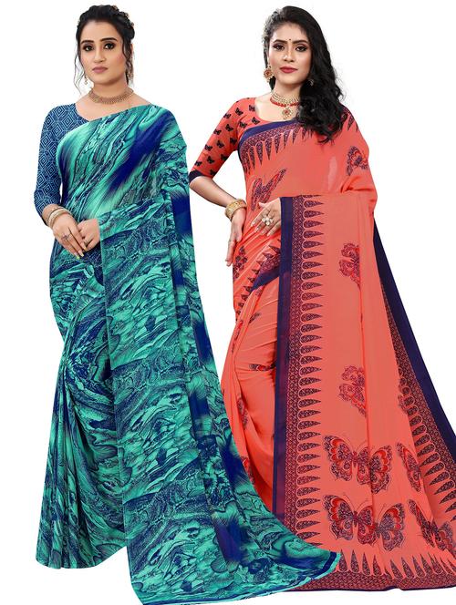 light blue printed saree - 21299734 - Very Small Image - 1