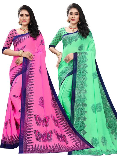 pack of 2 multi colored combo saree - 21299757 - Very Small Image - 1