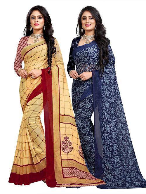women pack of 2 printed sarees - 21299769 - Very Small Image - 1