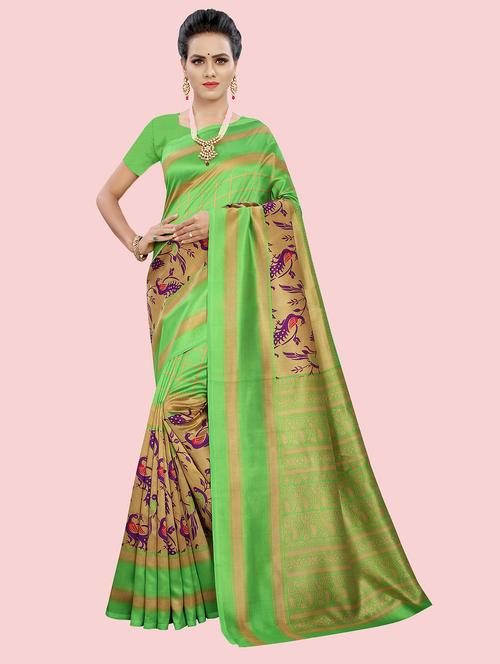 women brown printed bordered saree - 21299788 - Very Small Image - 1