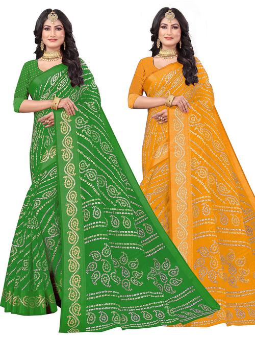women pack of 2 printed sarees with blouse - 21299875 - Very Small Image - 1