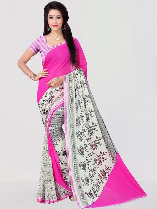 women pink printed saree - 21299884 - Very Small Image - 1