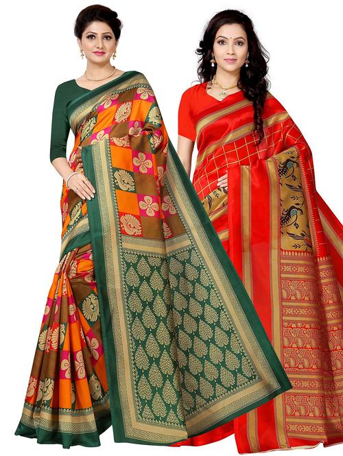 women pack of 2 printed sarees - 21299979 - Very Small Image - 1