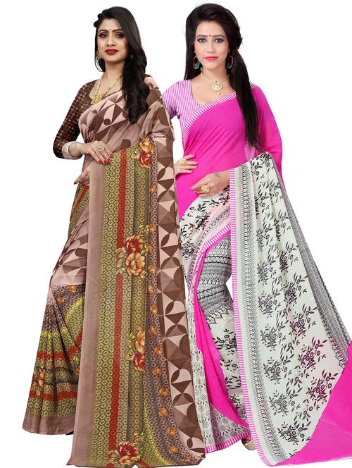 pack of 2 multi colored combo saree - 21300088 - Very Small Image - 1