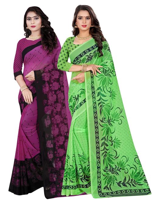 pack of 2 multi colored combo saree - 21300260 - Very Small Image - 1