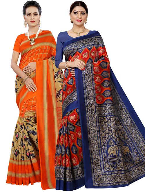 pack of 2 printed saree with blouse - 21300268 - Very Small Image - 1