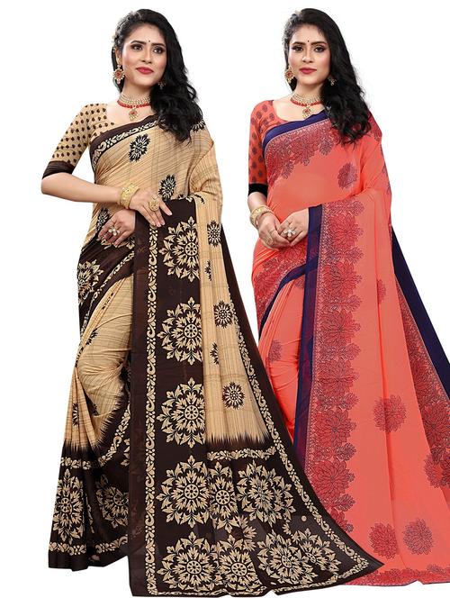 pack of 2 multi colored combo saree - 21300271 - Very Small Image - 1